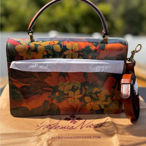 NWT Patricia Nash Porcili Vibrant Floral leather Top handle bag &crossbody strap - Picture 5 of 11
